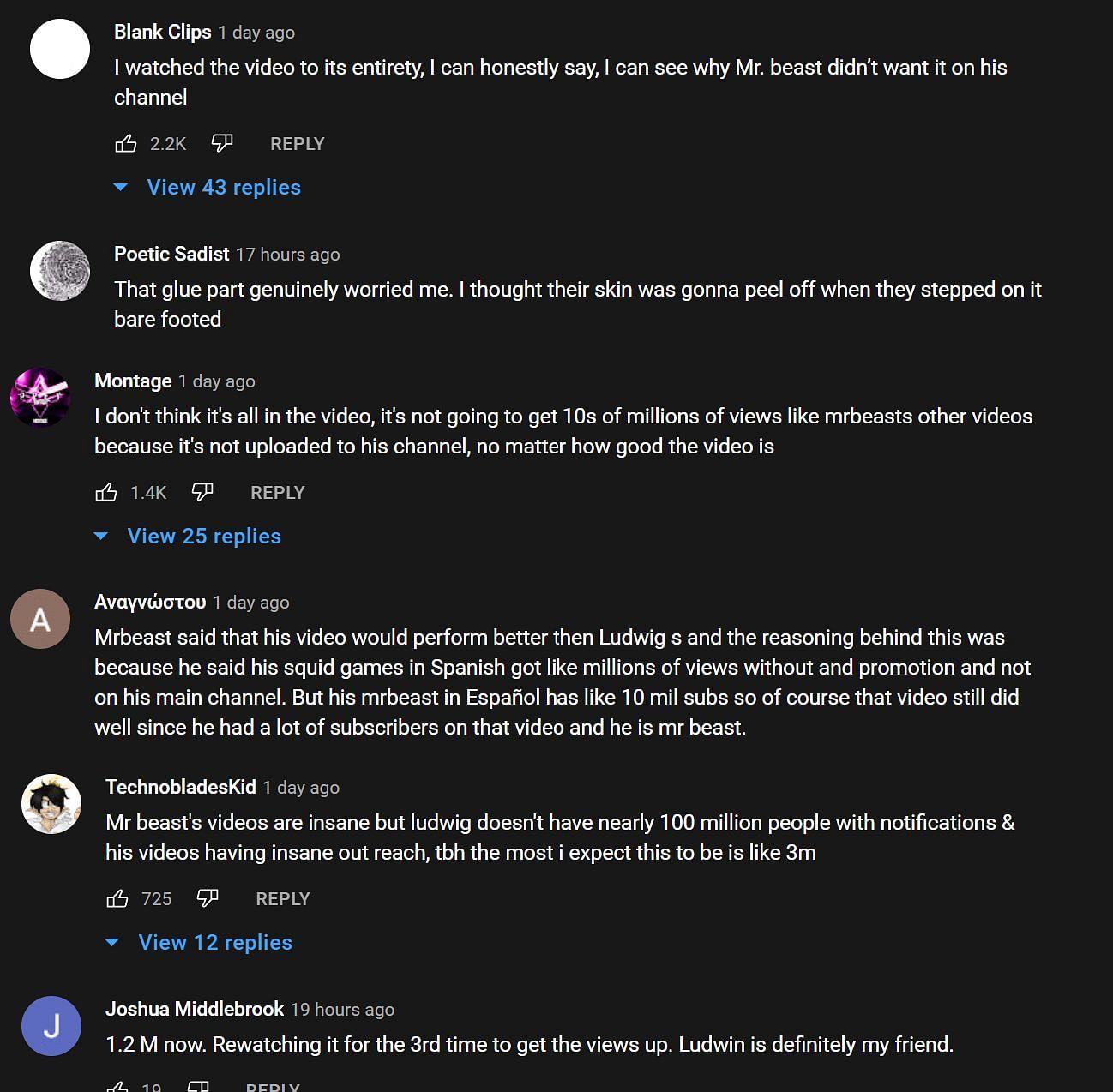 Fans react to the video (Image via Ludwig's YouTube)